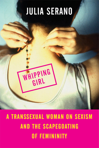 Whipping Girl by Julia Serano - a woman puts on a necklace ornamented with the title of the book.