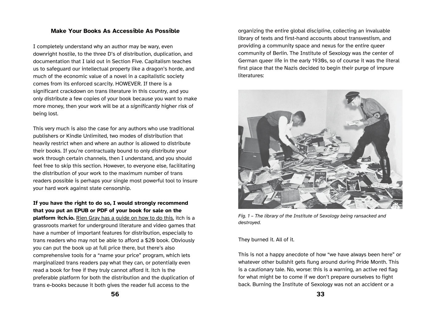 Page 56 and page 33 of the pamphlet, shown for example not content