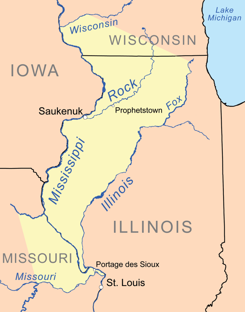 The lands ceded in the Treaty of St. Louis span along the Western side of the Mississippi along the Illinois border, plus some into Missouri and Wisconsin