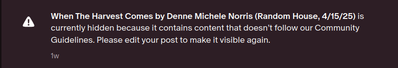 When the Harvest Comes is currently hidden because it contains content that doesn't follow our Community Guidelines.  Please edit your post to make it visible again.