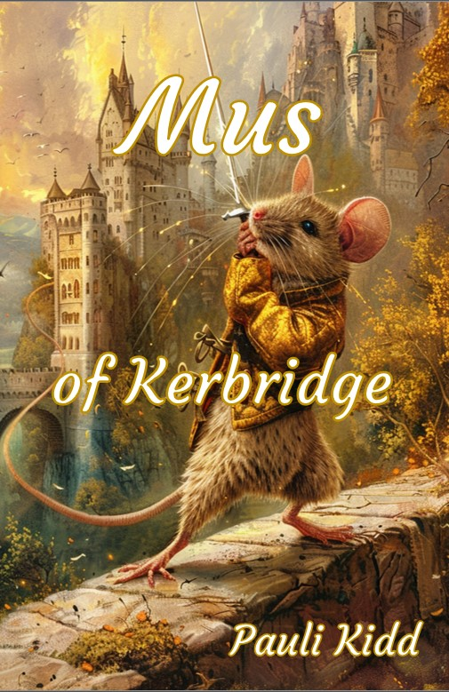 Mus of Kerbridge by Pauli Kidd has a mouse hefting a sword before a castle on the cover.